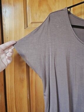 Adrienne Vittadini Taupe Short Sleeve V-Neck Top